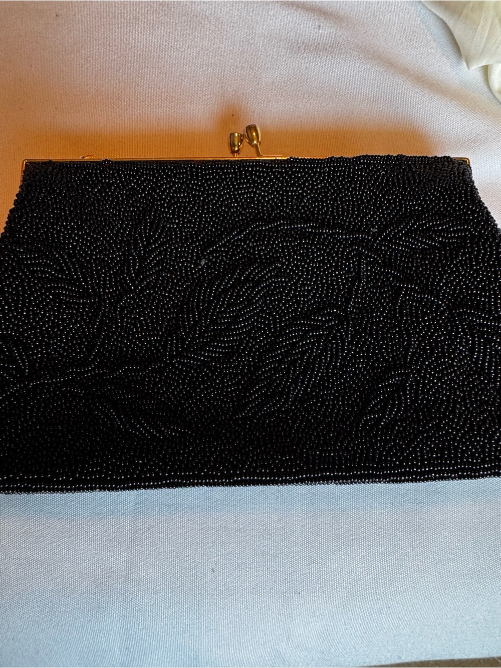 Elegant Vintage Black Beaded Evening Clutch